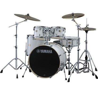 [Discontinued] Yamaha Stage Custom Birch 5 Piece Acoustic Drum Set Full Package with Single Pedal (Pure White)