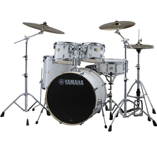 [Discontinued] Yamaha Stage Custom Birch 5 Piece Acoustic Drum Set Full Package with Single Pedal (Pure White)