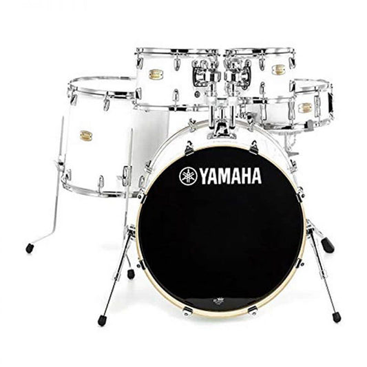 [Discontinued] Yamaha Stage Custom Birch 5 Piece Acoustic Drum Set Full Package with Single Pedal (Pure White)