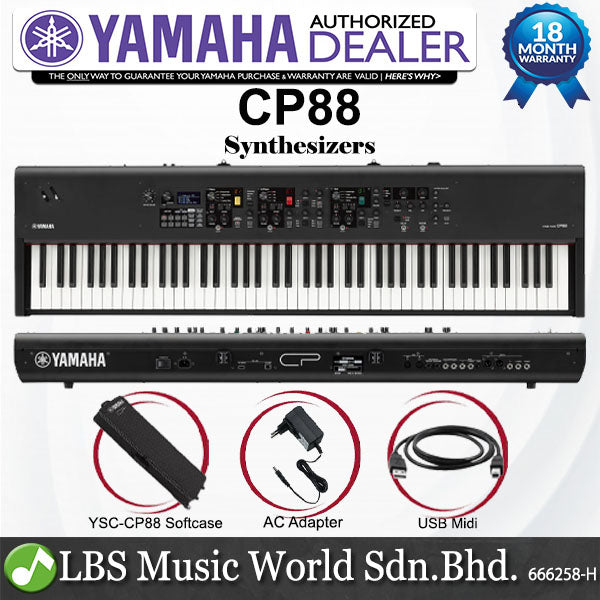 Yamaha CP88 88 Key Stage Piano Synthesizer Keyboard Basic Package with YSC-CP88 Soft Case (CP-88 CP 88)