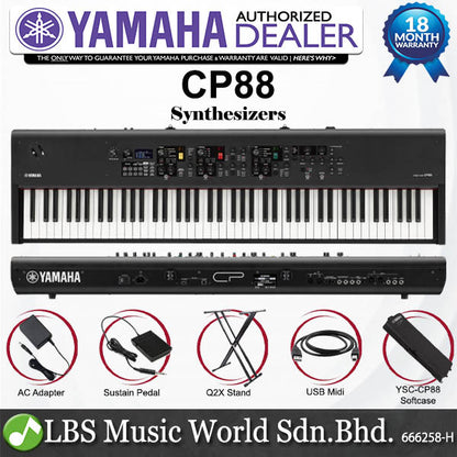 Yamaha CP88 88 Key Stage Piano Synthesizer Keyboard Intermediate Package with YSC-CP88 Soft Case (CP-88 CP 88)