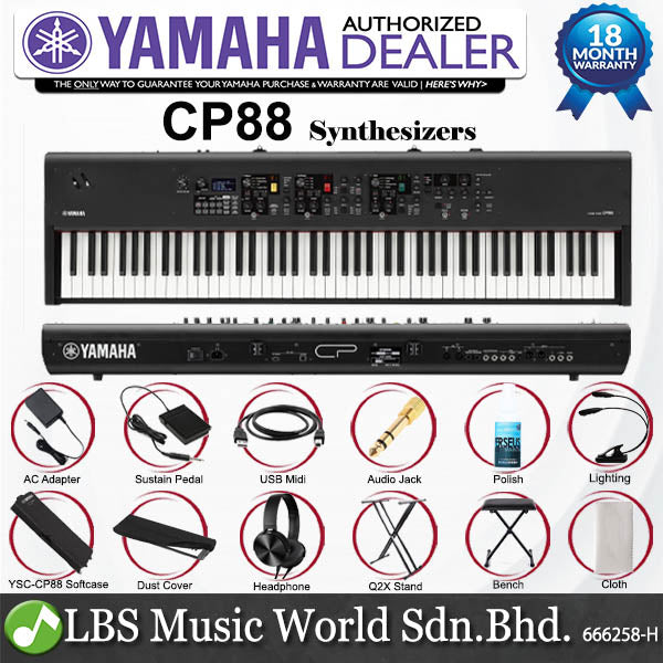 Yamaha CP88 88 Key Stage Piano Synthesizer Keyboard Professional Package with YSC-CP88 Soft Case (CP-88 CP 88)