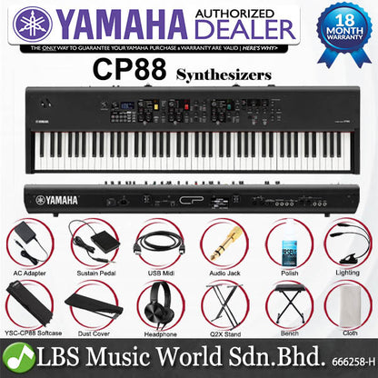 Yamaha CP88 88 Key Stage Piano Synthesizer Keyboard Professional Package with YSC-CP88 Soft Case (CP-88 CP 88)