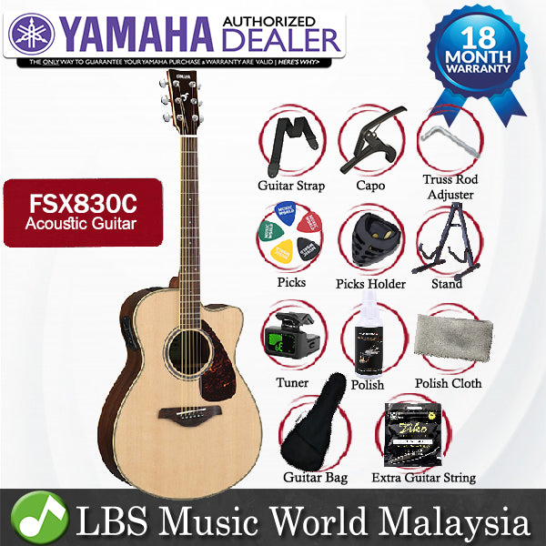 Yamaha FSX830C 40'' Concert Solid Spruce Acoustic Electric Guitar With Pickup (FSX830)
