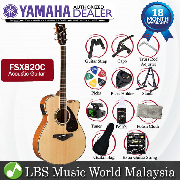 Yamaha FSX820C 40'' Concert Solid Spruce Acoustic Electric Guitar With Pickup (FSX820)
