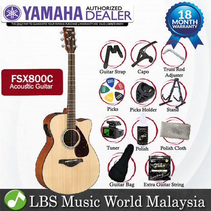 Yamaha FSX800C 40" Concert Solid Spruce Acoustic Electric Guitar With Pickup Natural (FSX800)