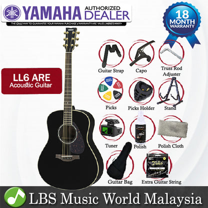 Yamaha LL6 ARE 41'' Jumbo Solid Spruce Acoustic Electric Guitar With Pickup Black (LL 6)