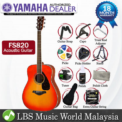 Yamaha FS820 40'' Concert Solid Spruce Mahogany Acoustic Guitar Autumn Burst (FS 820)