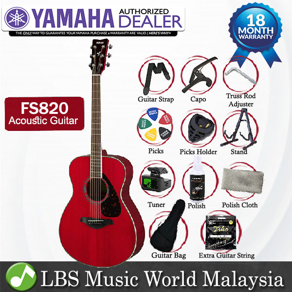 Yamaha FS820 40'' Concert Solid Spruce Mahogany Acoustic Guitar Red Ruby (FS 820)