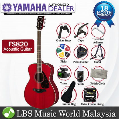 Yamaha FS820 40'' Concert Solid Spruce Mahogany Acoustic Guitar Red Ruby (FS 820)