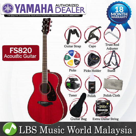 Yamaha FS820 40'' Concert Solid Spruce Mahogany Acoustic Guitar Red Ruby (FS 820)