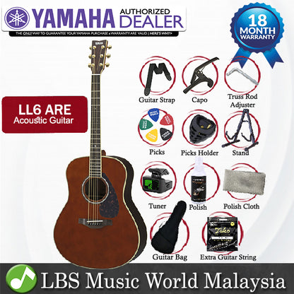 Yamaha LL6 ARE 41'' Jumbo Solid Spruce Acoustic Electric Guitar With Pickup Dark Tinted (LL 6)