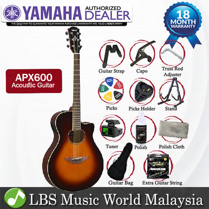 Yamaha APX600 40" Thin Line Spruce Top Acoustic Electric Guitar With Pickup - Violin Sunburst (APX 600)