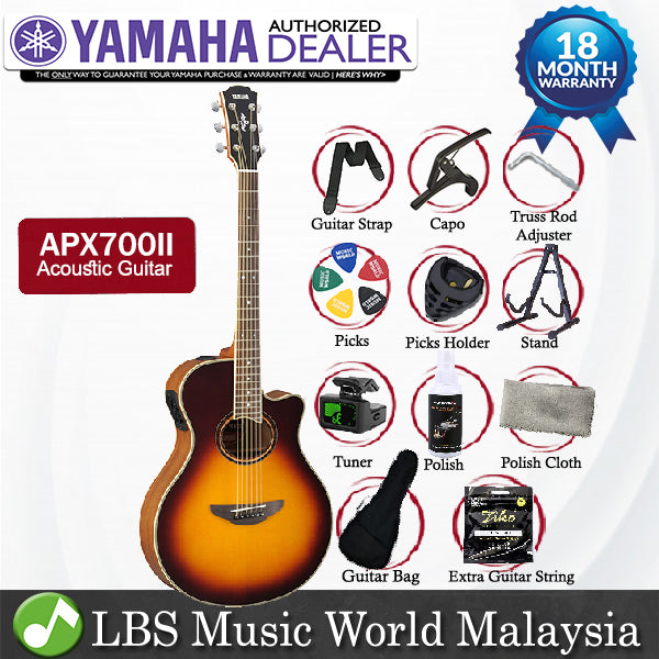 Yamaha APX700II 41" Solid Spruce Top Acoustic Electric Guitar With Pickup Brown Sunburst (APX700)