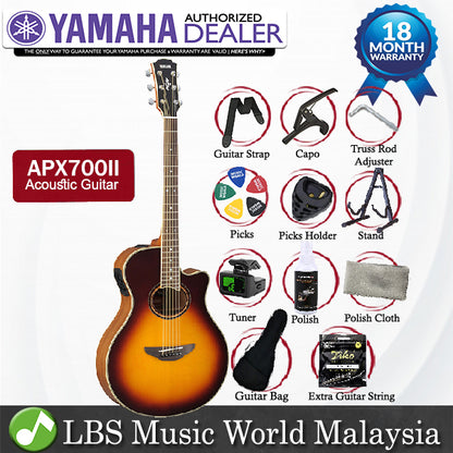 Yamaha APX700II 41" Solid Spruce Top Acoustic Electric Guitar With Pickup Brown Sunburst (APX700)