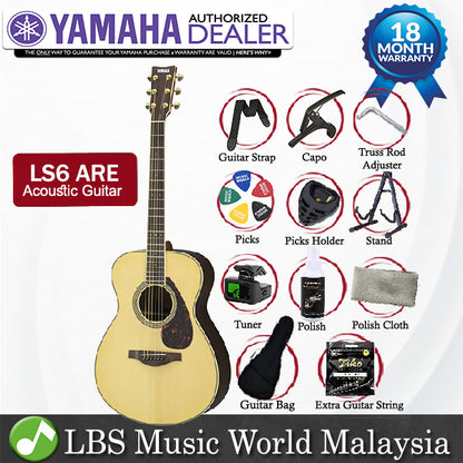 Yamaha LS6 ARE 41" Concert Solid Spruce Acoustic Electric Guitar With Pickup Natural (LS 6)