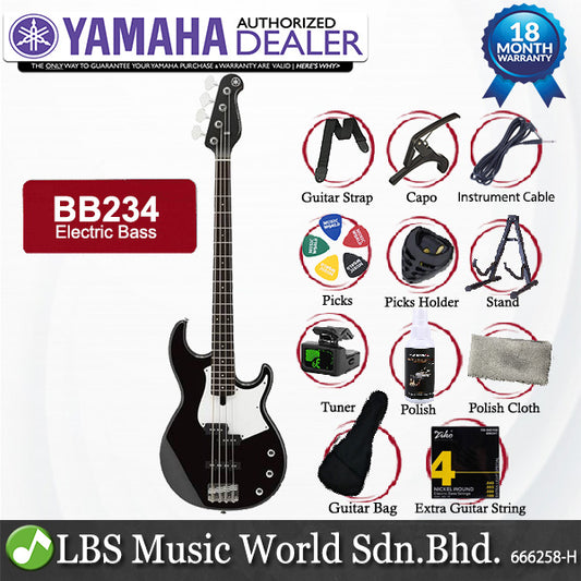 Yamaha BB234 4 String Alder SS Pickup Electric Bass Guitar - Black (BB 234)