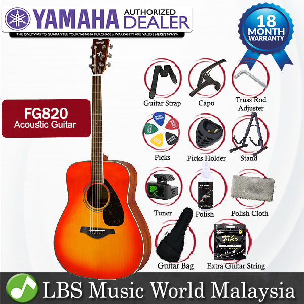 Yamaha FG820 41" Dreadnought Solid Spruce Top Acoustic Guitar Autumn Burst (FG 820)