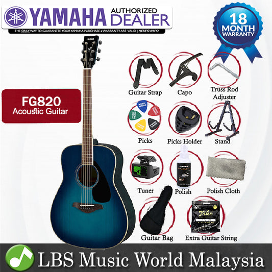 Yamaha FG820 41" Dreadnought Solid Spruce Top Acoustic Guitar Sunset Blue (FG 820)