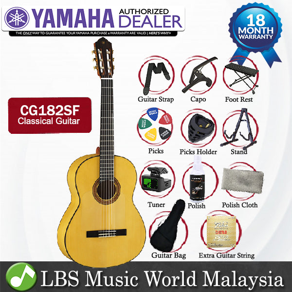 Yamaha CG182SF 39" Solid Spruce Top Cypress Rosewood Natural Classical Guitar (CG182 SF CG 182SF)