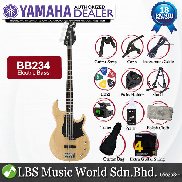 Yamaha BB234 4 String Alder SS Pickup Electric Bass Guitar - Yellow Natural Satin (BB 234)