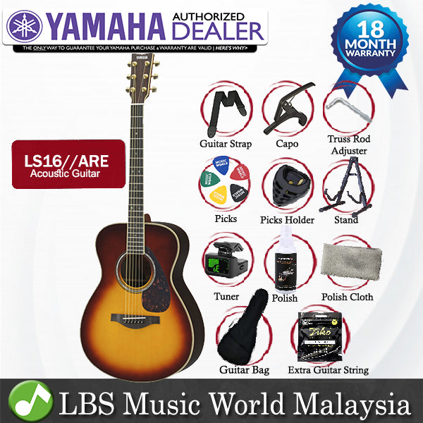Yamaha LS16 ARE 41'' Concert Solid Spruce Acoustic Electric Guitar With Pickup Sunburst (LS 16)