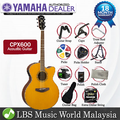 Yamaha CPX600 42" Medium Jumbo Spruce Top Acoustic Electric Guitar With Pickup Vintage Tint (CPX 600)
