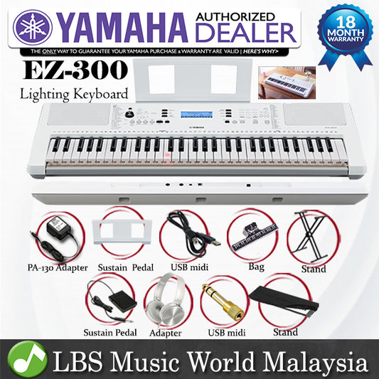 Yamaha EZ-300 61 Key Lighting Portable Keyboard with Lighted Key Intermediate Package with TB-100 (EZ300 EZ 300)