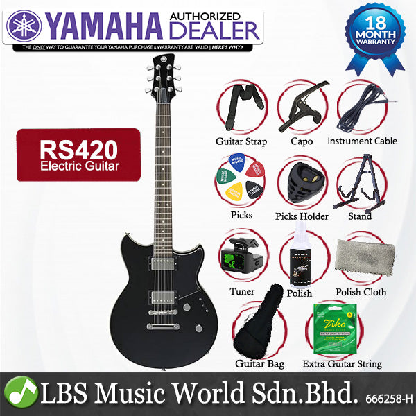 Yamaha RS420 Nato Vintage Output Humbucker Solidbody Electric Guitar Black Steel (RS 420)