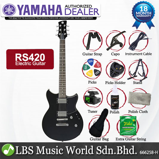 Yamaha RS420 Nato Vintage Output Humbucker Solidbody Electric Guitar Black Steel (RS 420)