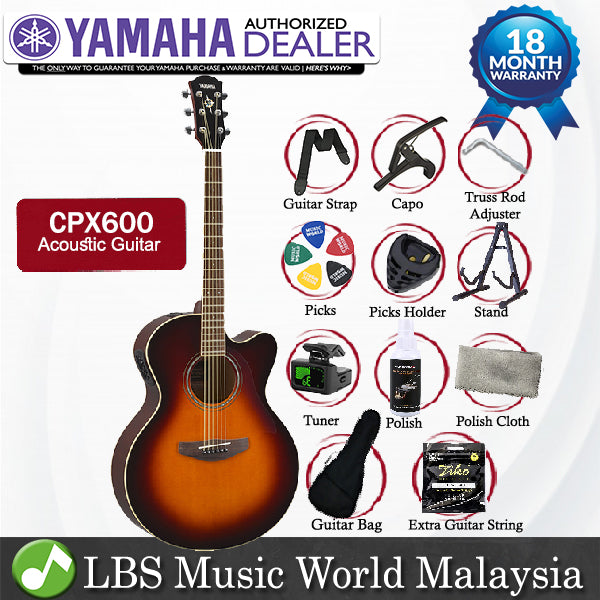 Yamaha CPX600 42" Medium Jumbo Spruce Top Acoustic Electric Guitar With Pickup Violin Sunburst (CPX 600)