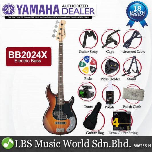 Yamaha BB2024X 4 String Alder Alnico V Electric Bass Guitar - Vintage Sunburst (BB 2024X)