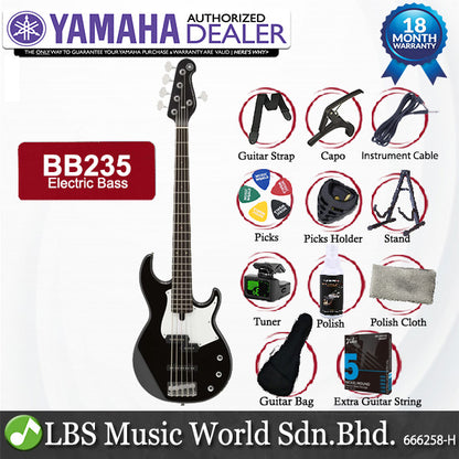 Yamaha BB235 5 String Alder SS Pickup Electric Bass Guitar Black (BB 235)