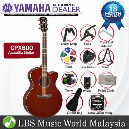 Yamaha CPX600 42" Medium Jumbo Spruce Top Acoustic Electric Guitar With Pickup Root Beer (CPX 600)