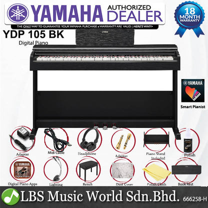 Yamaha YDP-105 88 Key Digital Piano - Black / Dark Rosweeod (YDP105 YDP 105)