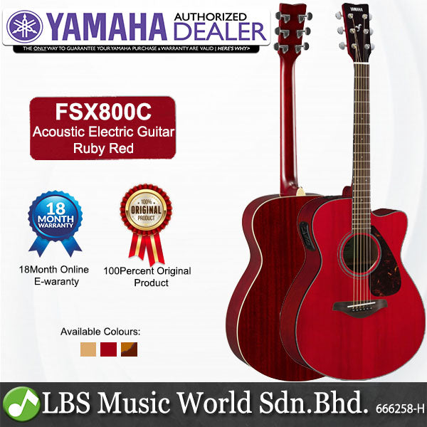 Yamaha FSX800C 40" Concert  Solid Spruce Acoustic Electric Guitar With Pickup Ruby Red (FSX800)