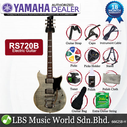 Yamaha RS720B Flame Maple Top HH Pickup Electric Guitar Ash Gray with Gig Bag (RS 720B)