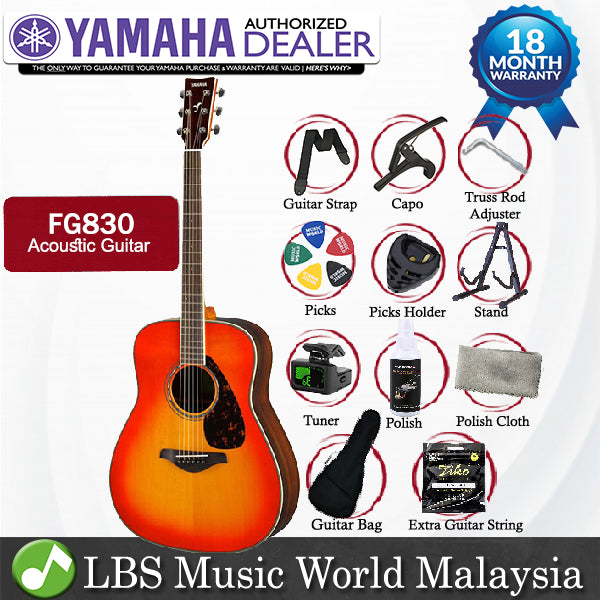 Yamaha FG830 41" Dreadnought Solid Sitka Spruce Top Acoustic Guitar Autumn Burst (FG 830)