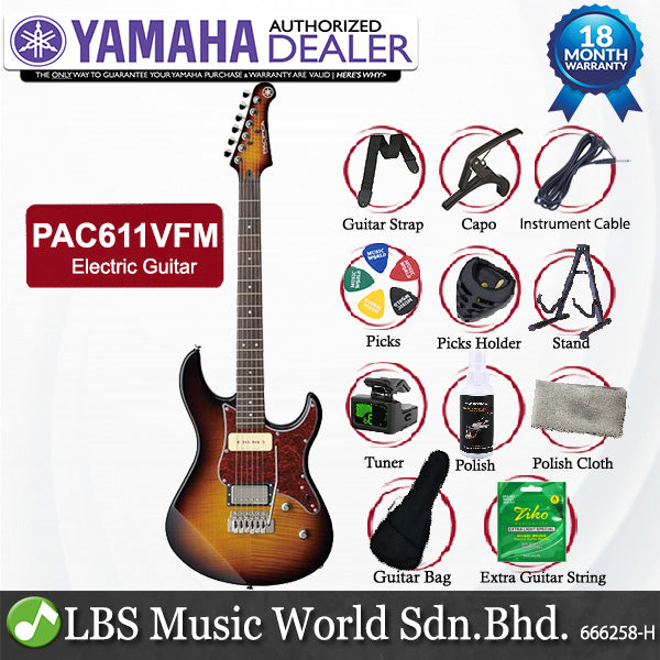 Yamaha PAC611VFM Alder Maple Humbucker Electric Guitar Tobacco Sunburst (PAC611 PAC 611VFM)