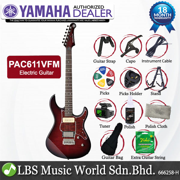 Yamaha PAC611VFM Alder MapleHumbucker Electric Guitar Dark Red Burst (PAC611 PAC 611VFM)