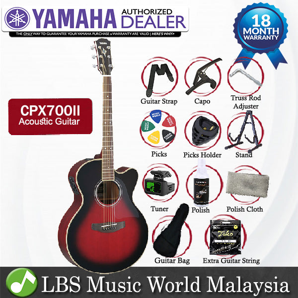 Yamaha CPX700II 41" Medium Jumbo Solid Spruce Top Acoustic Electric Guitar With Pickup Red (CPX700)