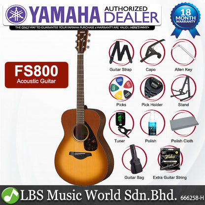 Yamaha FS800 40" Concert Solid Sitka Spruce Top Acoustic Guitar Sand Burst (FS 800)