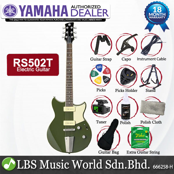 Yamaha RS502T Maple Top Single Coil Pickup Electric Guitar Bowden Green with Gig Bag (RS 502T)
