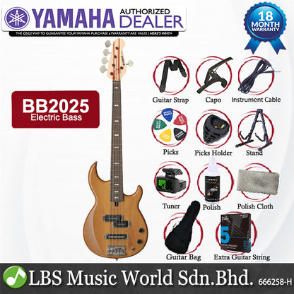 Yamaha BB2025 Alder 3P Maple 5 String Electric Bass Guitar - Natural (BB 2025)
