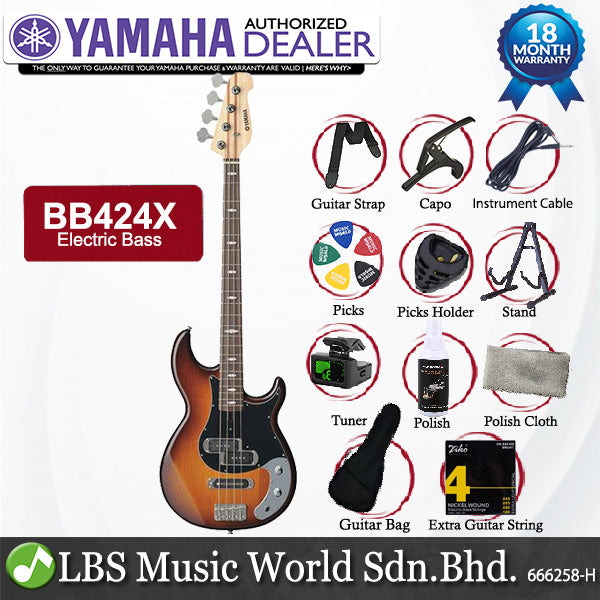 Yamaha BB424X 4 String Electric Bass Guitar Tobacco Brown Sunburst (BB424 BB 424X)
