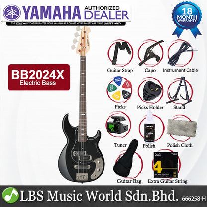 Yamaha BB2024X 4 String Alder 3P Alnico V Electric Bass Guitar - Black (BB 2024X)