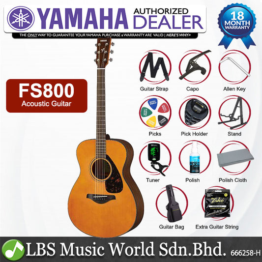 Yamaha FS800 40'' Concert Solid Sitka Spruce Top Acoustic Guitar Tinted (FS 800)