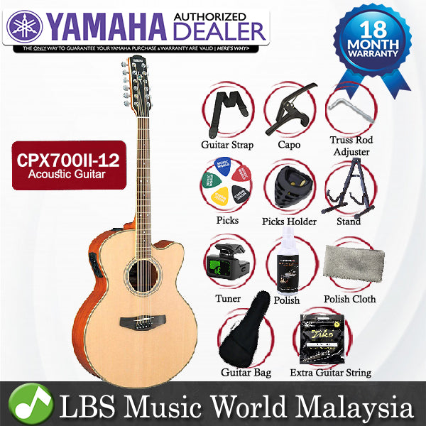 Yamaha CPX700II-12 42" Medium Jumbo Solid Spruce Top Acoustic Electric Guitar Natural (CPX700 12)