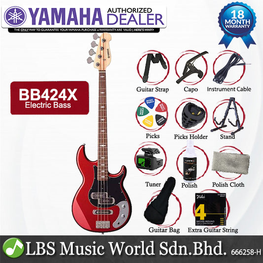 Yamaha BB424X 4 String Electric Bass Guitar - Red Metallic (BB 424X)