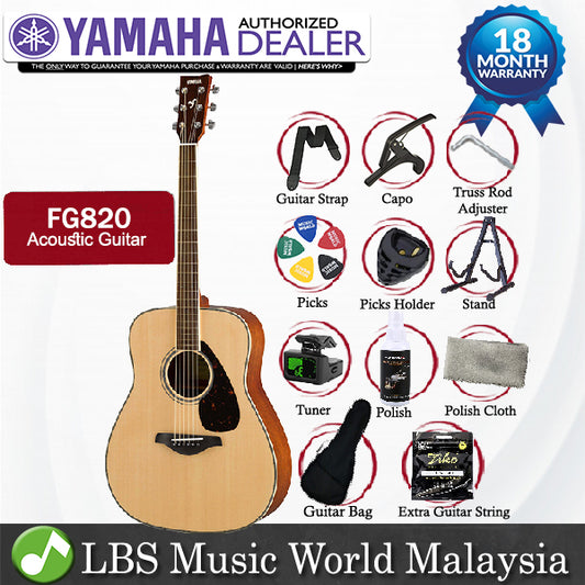 Yamaha FG820 41" Dreadnought Solid Spruce Top Acoustic Guitar Natural (FG 820)